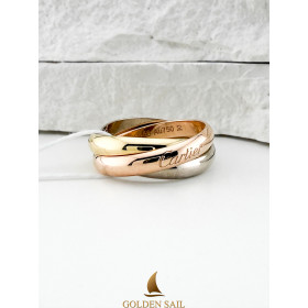 Каблучка в стилі Cartier Trinity із білого, жовтого та рожевого золота