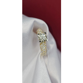 Каблучка із жовтого золота з діамантами 1,808 ct